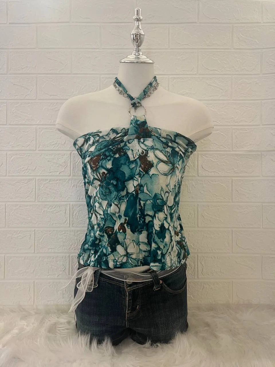 Turquoise Reworked Halter (2-way) 1