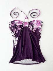 Violet Purple with Floral Bust Halter 1
