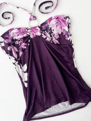 Violet Purple with Floral Bust Halter 2