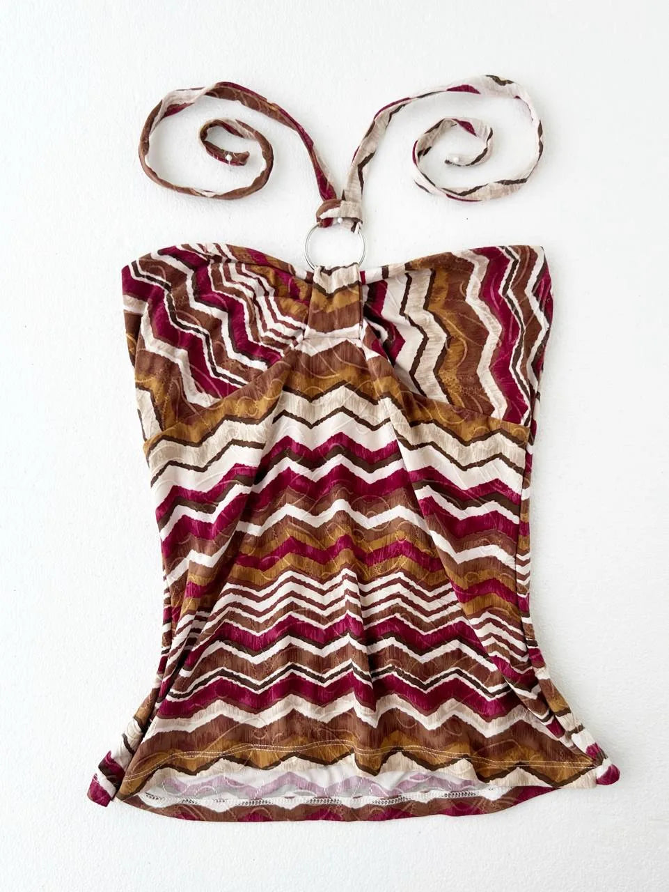 Warm Red and Orange Chevron Stripe Halter 1