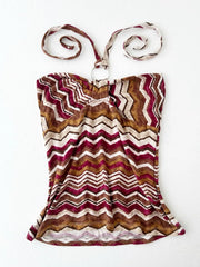Warm Red and Orange Chevron Stripe Halter 1