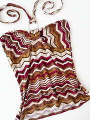 Warm Red and Orange Chevron Stripe Halter 2