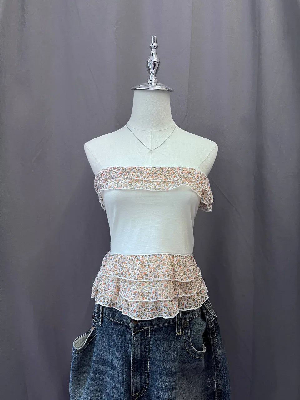 White Flower Tube Top 1