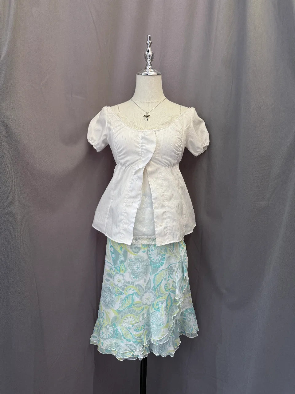 White Front Ruffle Babydoll Blouse 1