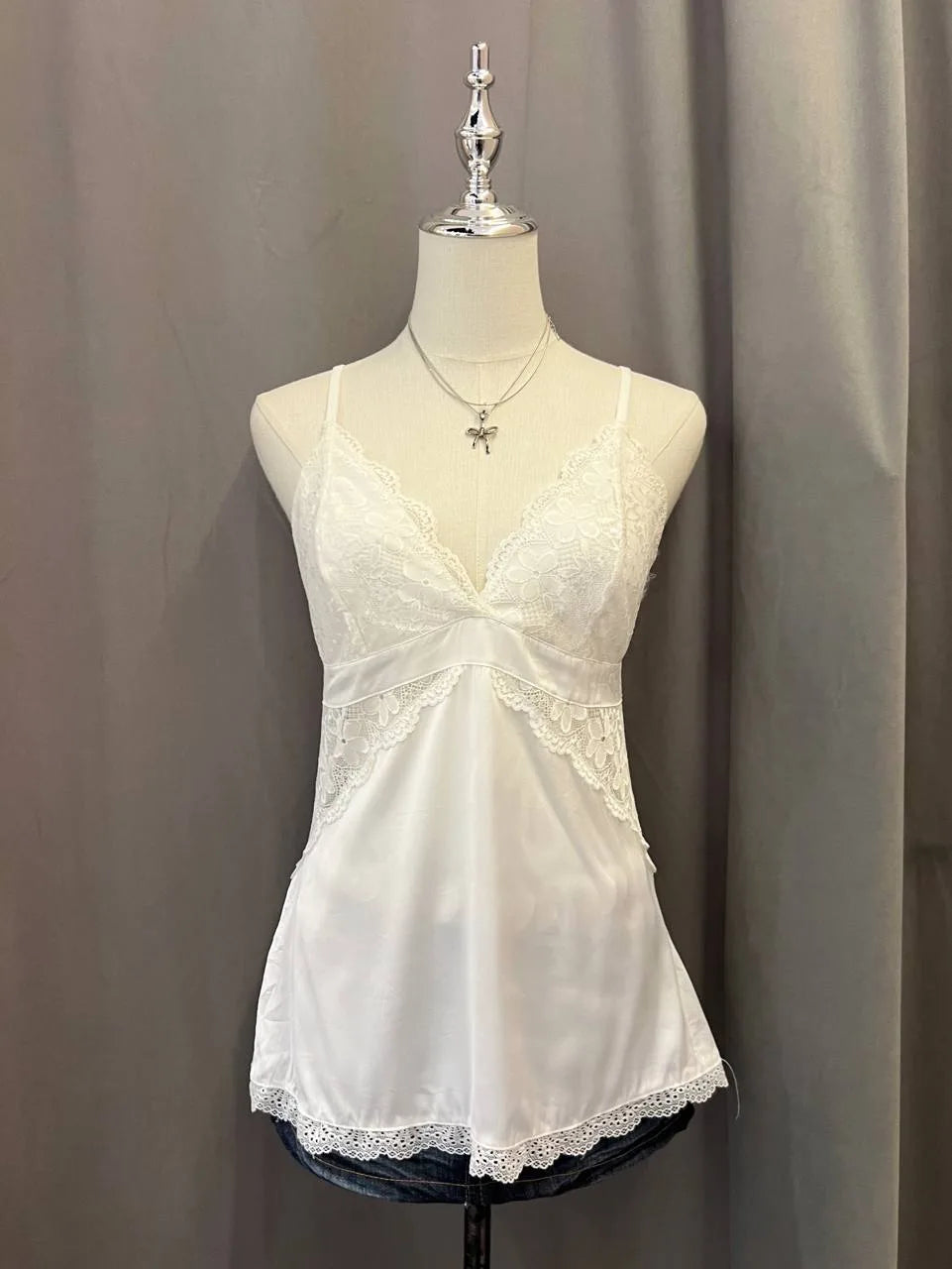 White Lace Satin Cami 1