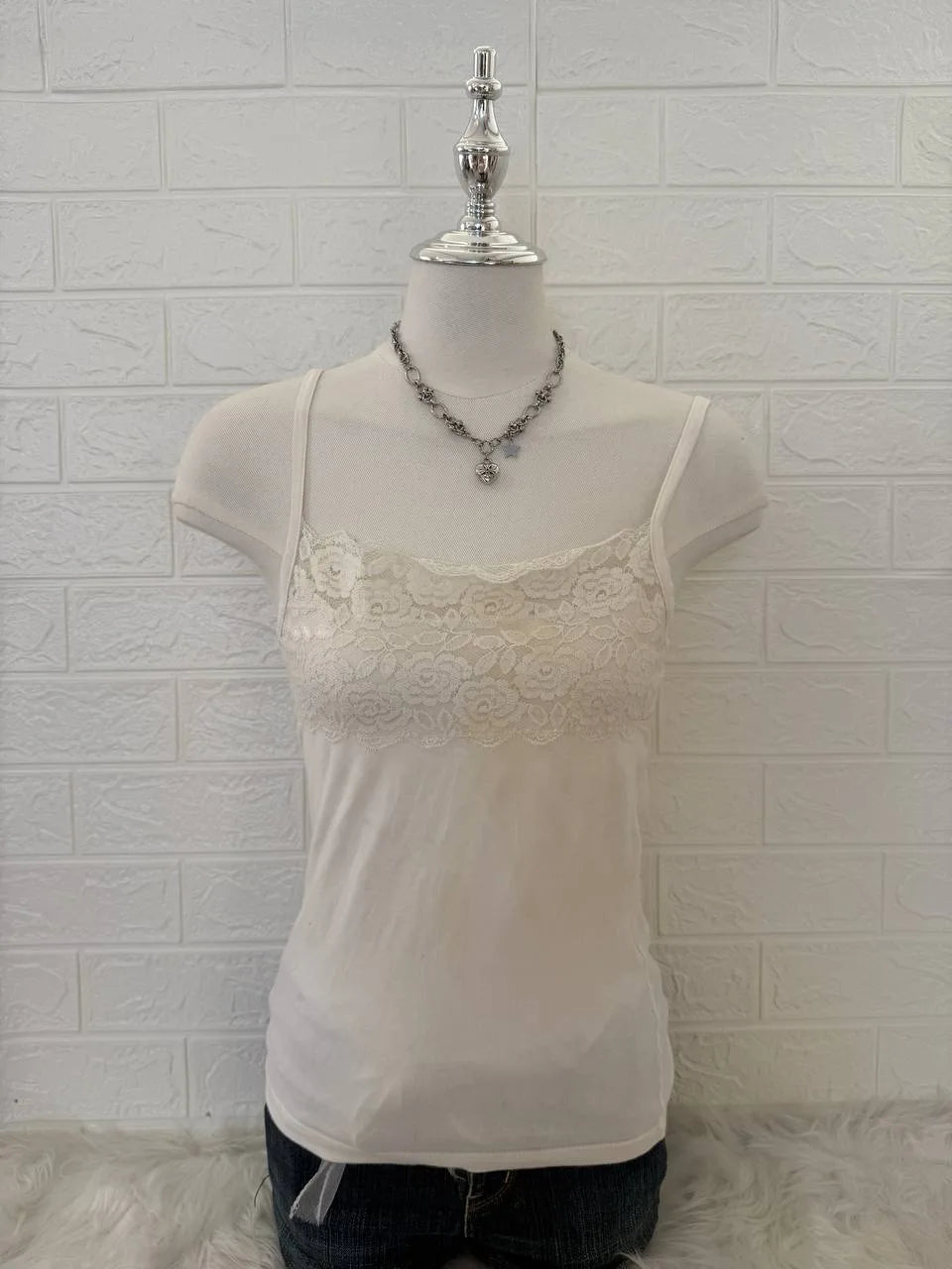 White Lace-Trim Camis 1