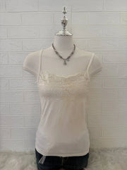 White Lace-Trim Camis 1