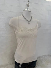 White Lace-Trim Camis 2