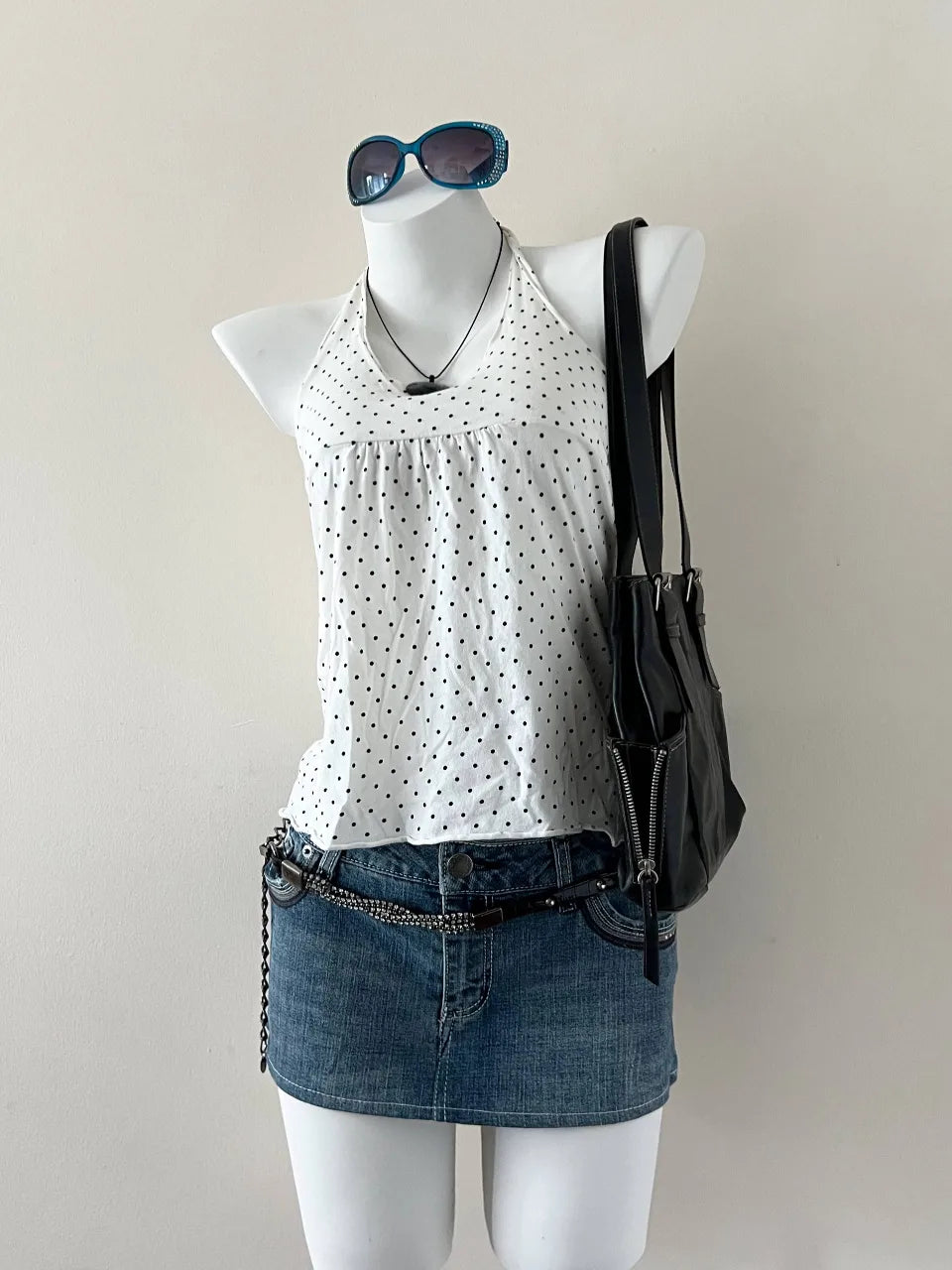 White Polka Dot Halter Top 1
