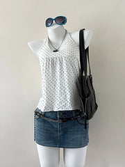 White Polka Dot Halter Top 1