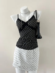 White Polka Dot MIni Skirt 1
