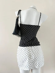 White Polka Dot MIni Skirt 2