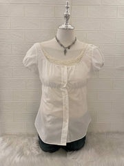 White Puff Sleeve Babydoll Top 1