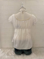 White Puff Sleeve Babydoll Top 2