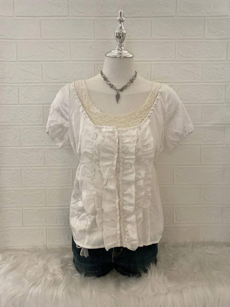 White Puff Sleeve Babydoll Top 1