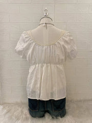 White Puff Sleeve Babydoll Top 2