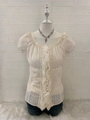 White Puff Sleeve Ruffle Babydoll Top 1