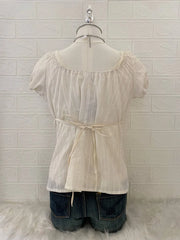 White Puff Sleeve Ruffle Babydoll Top 2