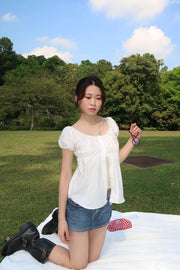 White Reworked Babydoll Blouse 1