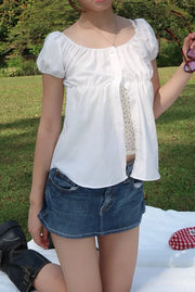 White Reworked Babydoll Blouse 2