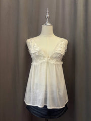 White Sheer Lacey Floral Cami 1