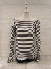 White Stripe Off Shoulder Top 1