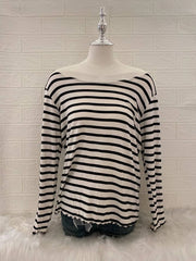 White Stripe Off Shoulder Top 1