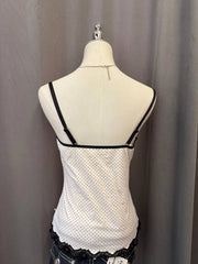White with Black Lace Trim Polkadot Cami 3