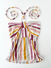 White with Terracotta Orange & Pink Stripe Halter 1