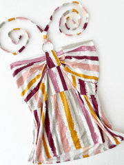 White with Terracotta Orange & Pink Stripe Halter 2