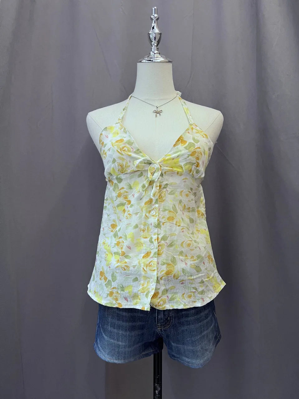 Yellow Floral Halter 1