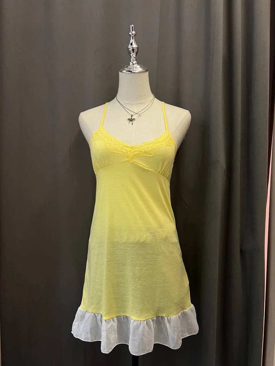Yellow Lace Cami/Mini Dress 1