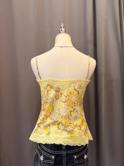 Yellow Lace Hem Floral Cami 3