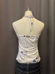Yellow with Orange Floral Reworked Halter 3