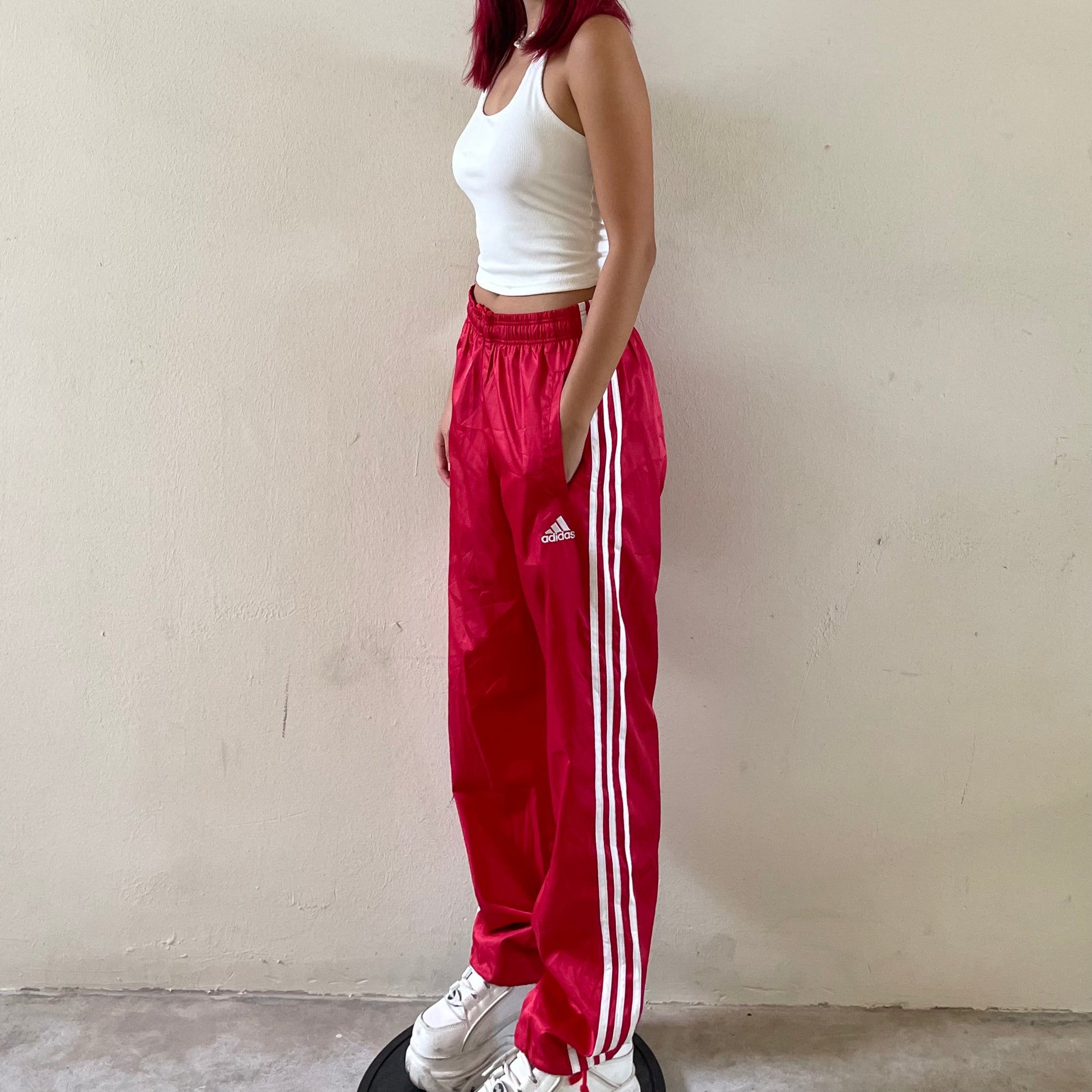 Adidas pants red white top blue